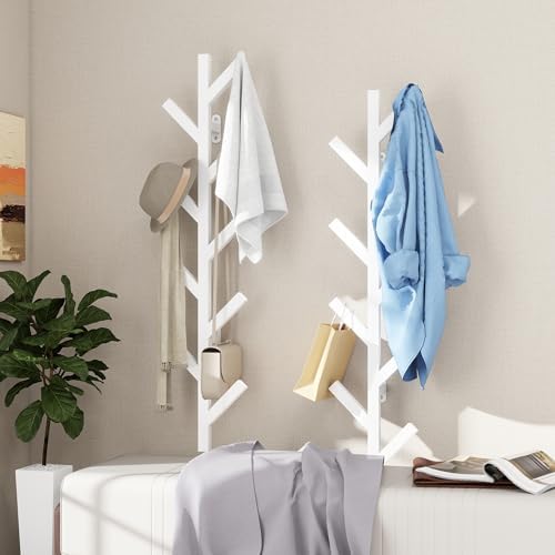 Vlush Wall-Mounted Metal Coat Rack with 9 Hooks White coat hooks - Image 6