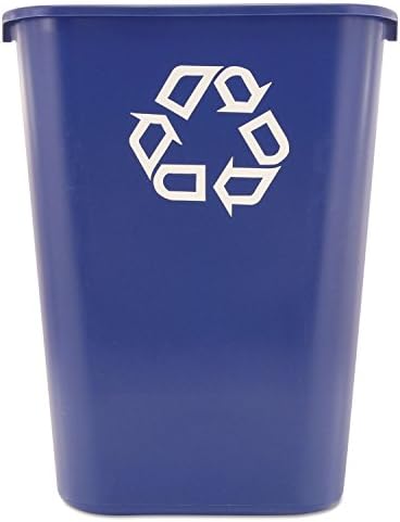 Rubbermaid Commercial Products Deskside Recycling Can, 10.25-Gallon/41-Quart, Blue Recycling Symbol, Plastic, for Bedroom/Bathroom/Office/Under Desk/Sink by RubbermaidCommercialProducts