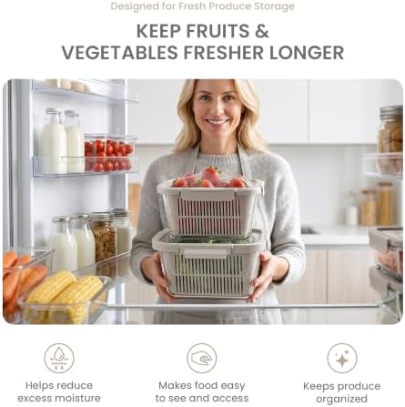 GENICOOK 2 Set Large Glass Produce Containers for Fridge with Colanders - Image 2