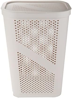 Mind Reader 60L Slim Laundry Hampers, Geometric Cutouts, Set of 2, Ivory - Image 5