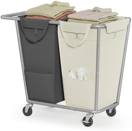 SONGMICS 2-Section Laundry Basket with Wheels, 50.2 Gallons (190 L) Hamper by SONGMICSbySONGMICSHOME