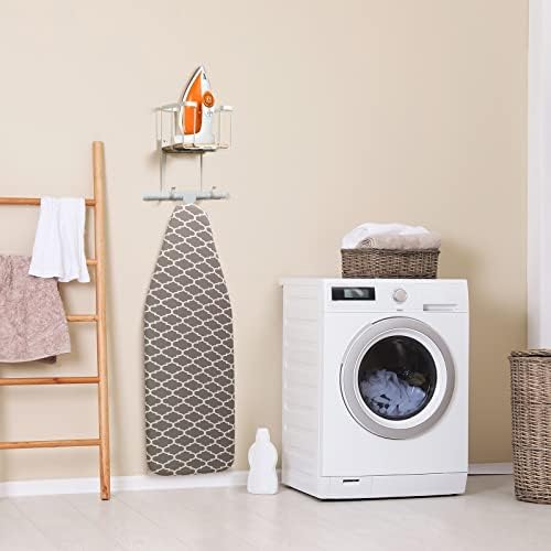 TJ.MOREE Over The Door/Wall Mount Ironing Board Hanger, Laundry Room Iron and Ironing Board Storage Holder, White - Image 4