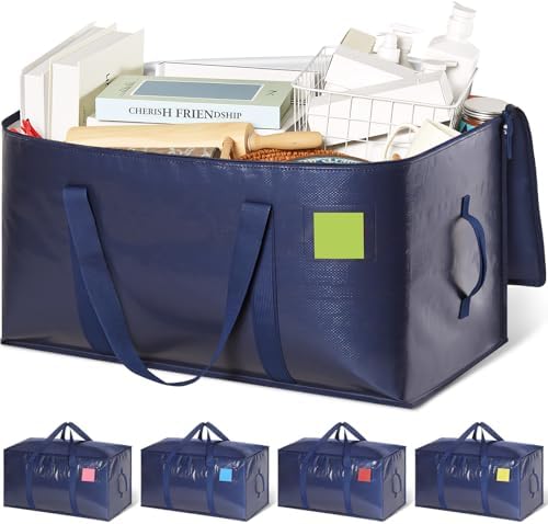 Heavy Duty Moving Bags Extra Large with Wide‑opening, 110LBS, 5 Pack Blue by Unknown