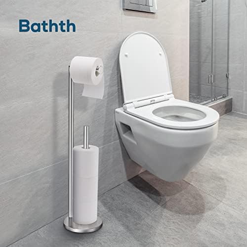 Toilet Paper Holder Stand, Brushed Nickel Toilet Paper Holder Free Standing - Image 5