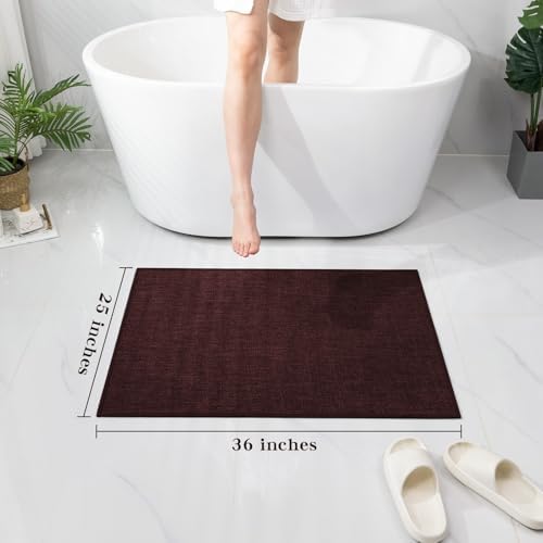 chakme Bathroom Rugs Mat 36x24, Ultra Thin Non Slip Bath Mat Large Quick Dry Absorbent Bath Mat for Bathroom Floor, (Dark Purple, 36"x24") - Image 2