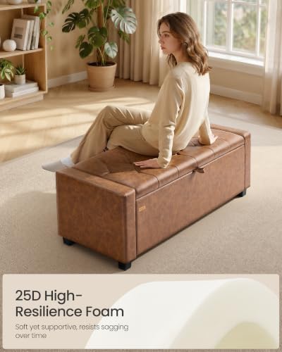 SONGMICS Storage Ottoman, 48 Inches Long Bed End Stool, Solid Wood Legs - Image 5
