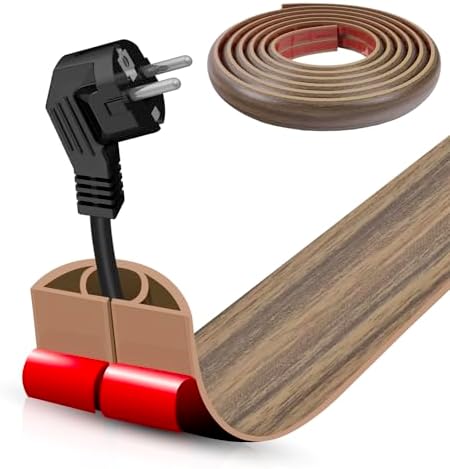 Floor Cord Cover Self Adhesive Cord Hider,10FT Cable Management, Extension Strip Protector for Wires, Prevent Cable Trips for Offices, Gyms, Exhibitions Cavity:0.39"(W) x0.27(H) Woodsmokedbrown by DBHXXMB-HH