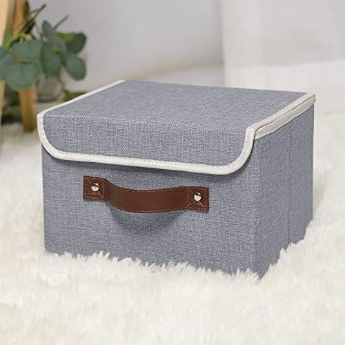 ANMINY Fabric Storage Box Bins with Lids, Gray, 10"x8"x7", 4 Pack - Image 5
