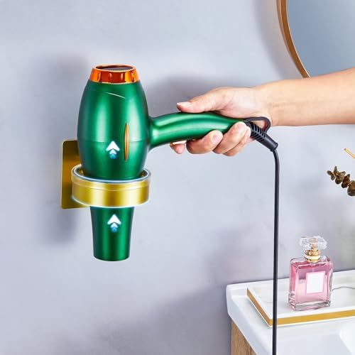 Blow Dryer Holder Wall Mounted, hairdryer holder for bathroom, Blow Dryer Organizer, hair tool organizer wall mount, Adhesive Hair Dryer Storage for Bathroom Barber Shop (Gold) - Image 5
