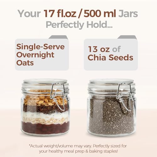 ComSaf 17 oz Overnight Oats Containers with Lids 6 Pack Wide Mouth - Image 3