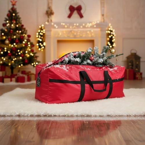 Christmas Tree Storage Bag 7.5ft 7ft, Christmas Tree Heavy Duty Storage Bags 1680D Oxford Red - Image 2