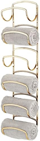 mDesign Metal Towel Storage Unit – Bathroom Towel Storage for Towels – Practical Towel Rack Also for Bathroom Accessories – Brass by mDesign