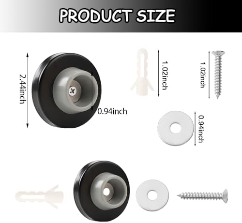 6Pcs Door Stoppers for Wall, Rubber Door Bumper, Door Knob Protector Black - Image 4