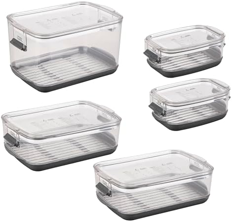 Progressive International Prepworks ProKeeper Food Fresh Produce Storage Container Set, 5- Piece, Clear Containers with Gray Sealed Tight Lids - Image 3