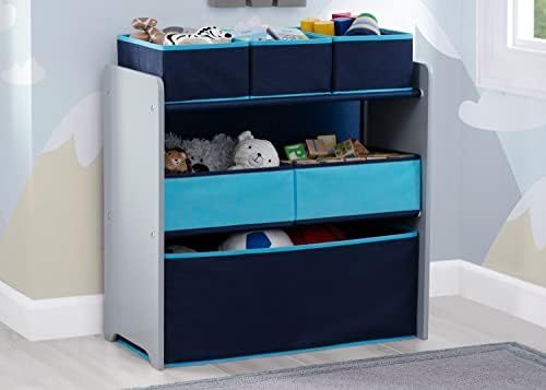 Delta Children Design and Store 6 Bin Toy Organizer, Grey/Blue - Image 2