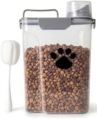5-7Lbs Airtight Dog Cat Food Storage Container with cleaning brush by Kapituem