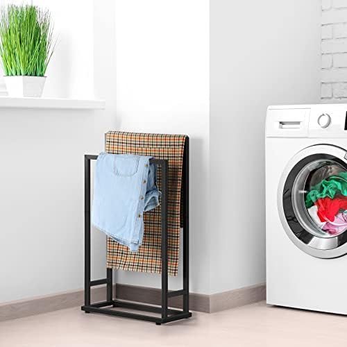 Freestanding Towel Rack 2 Tier Towel Holder Stand Small Hand Towel Drying Rack Black Towel Blanket Racks for Bathroom Laundry Room Bedroom Pool (Matte Black) - Image 5