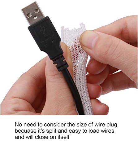 Alex Tech 10ft - 1/4 inch Cord Protector Wire Loom Tubing Cable Sleeve Split Sleeving for USB Cable Power Cord Audio Video Cable - Protect Cat from Chewing Cords - White - Image 2