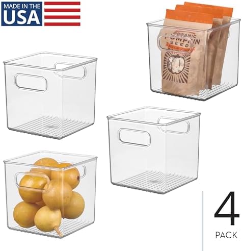 iDesign Storage Bin with Handles, Cube Organizer, Set of 4, Clear - Image 2