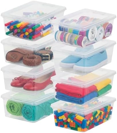 IRIS USA 8-Pack 7 Qt Storage Bins with Lids, Clear, Stackable by IRISUSA