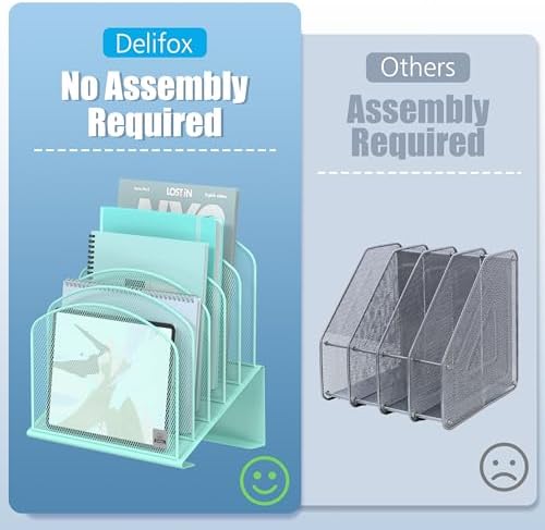 Delifox Inclined Desk File Organizer, Vertical File Folder Holder Stand - Image 4