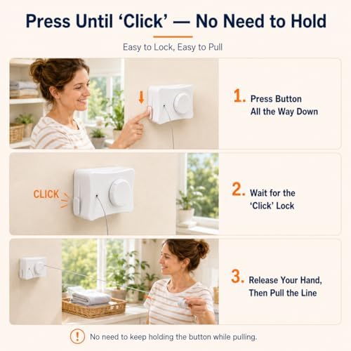 Retractable Clothesline 2X16.7 ft – Heavy-Duty 44 lb, Rust-Proof Stainless Steel, Wall-Mounted Indoor/Outdoor Clothes Line, Easy Install for Bathroom, Balcony & Apartment - Image 3