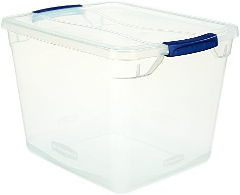 Rubbermaid Clever Store Latching Storage Tote Container, Clear, 30-Qt (FG3Q2500CLMCB) by Rubbermaid