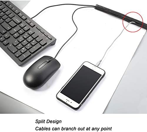 Cable Management Sleeve, Split Design, 10FT - 3/8 Inch, Black - Image 3