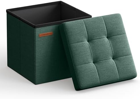 SONGMICS Small Folding Storage Ottoman, 11.8 x 11.8 x 11.8 in by SONGMICSbySONGMICSHOME