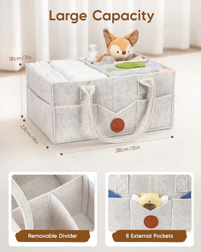 Maliton Felt Diaper Caddy Organizer for Changing Table - Large, White - Image 4