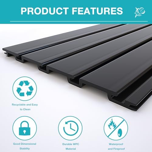 NeatiEase Slatwall Panel Wall Storage Systems, 2 x 4ft Slat Wall Paneling Garage Wall Organizer, Heavy Duty Wall Mounted PVC Wall Rack (Black) - Image 2