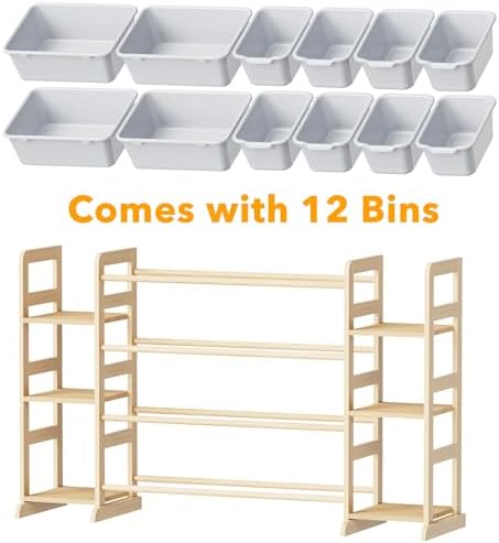 SpaceAid Toy Storage Organizer with 6 Shelves and 12 Bins, Toy Organizers Storage Bookshelf, Kids Bin Shelf Toys Box Bookcase for Bedroom Playroom Organization Room Decor, Neutral Gray - Image 7