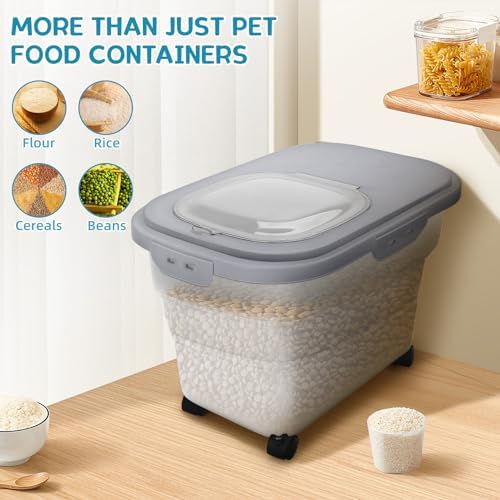 Pet Food Container, Collapsible Dog Food Storage Container with Detachable Casters & Airtight Lid for Keeping Dry Kibbles, With Dog Food Scoop and Measuaring Cups - Image 6