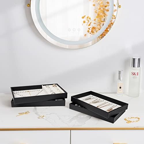 ProCase Stackable Jewelry Organizer Trays for Drawers, Jewelry Drawer Inserts Container Display Case Storage for Earring Necklace Rings Bracelet with Removable Dividers -Black, 4 Layers - Image 6