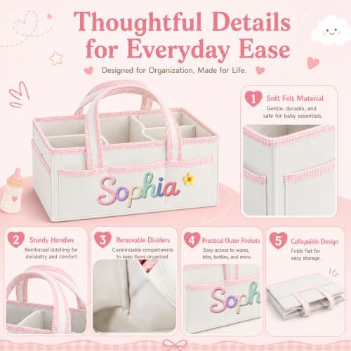 Personalized Diaper Caddy Organizer Custom Baby Storage Basket - Image 5