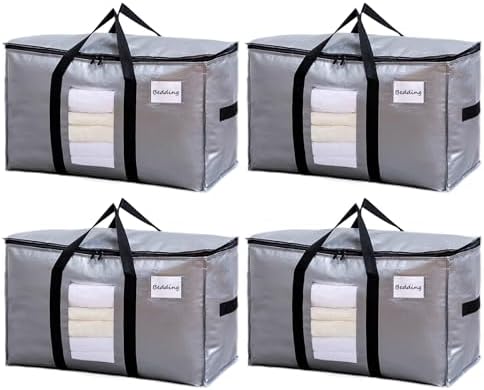 TAILI Moving Bags Silver Heavy Duty Extra Large 4 Pack, Clear Window by TAILI