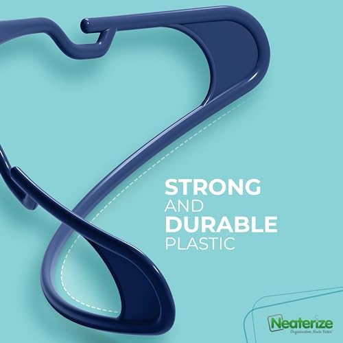 NEATERIZE Clothes Hangers Plastic 100 Pack for Adults - Plastic Hangers, The Perfect Coat Hanger and Space Saving Clothes Hangers for Closet - Navy Blue Hangers - Image 6