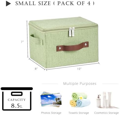4PCS Storage Bins with Zipper Lids Decorative Lidded Basket Box - Image 3