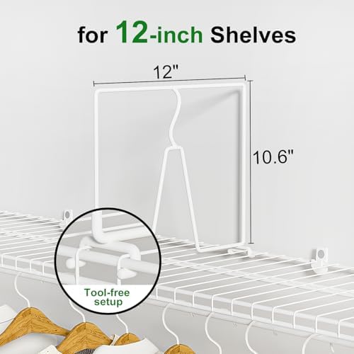 SortNStore Wire Shelf Dividers for Closet: Tall 10.6in x Deep 12in, 8 Pack - Image 2