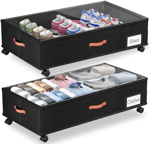 Ashwanth Under Bed Storage with Wheels, 2-Pack, XXL Large, Black by Ashwanth