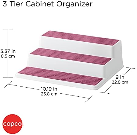 Copco Non-Skid 3 Tier Spice Pantry Kitchen Cabinet Organizer, 10-Inch, White/Purple - Image 2