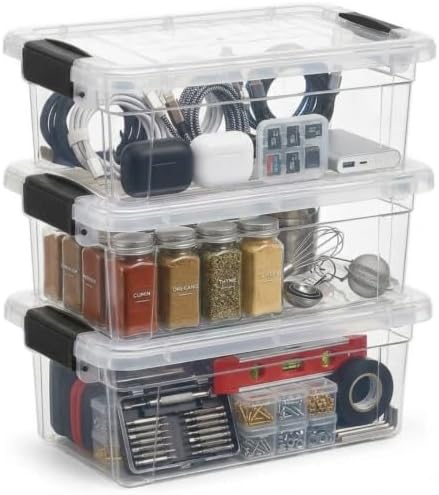 Superio 1.85 Quart Clear Plastic Storage Boxes with Lids, Stackable Organizer Containers, BPA-Free Storage Bins for Home, Office, School & Dorm, 3 Pack by Superio