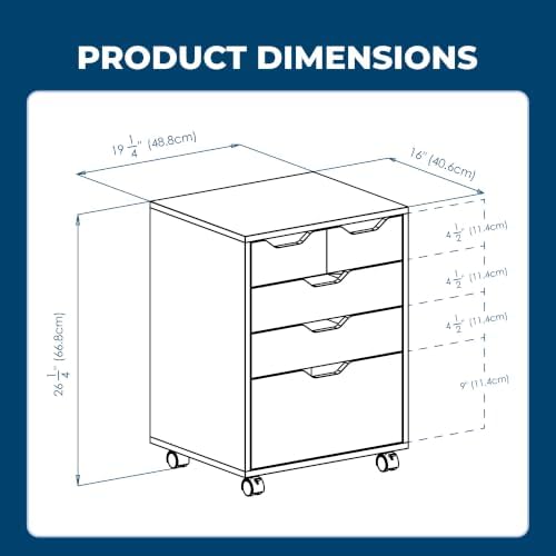 Winsome Halifax Mobile Storage Cabinet with 5 Drawers, White - Image 3