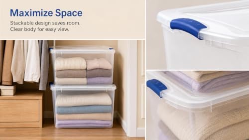 66 Qt Clear Storage Bins 2 Pack with Latch Lid Stackable Heavy Duty - Image 6