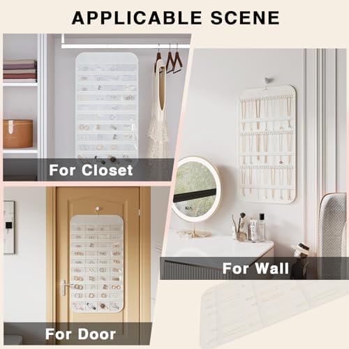 Double-Sided Hanging Jewelry Organizer for Necklaces Earrings, 2-Pack White - Image 4