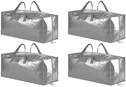SpaceAid Heavy Duty Moving Bags, Extra Large Storage Totes W/Backpack Straps Strong Handles & Zippers, Alternative to Moving Boxes, Packing & Moving Supplies, Gley (4 Pack) by SpaceAid