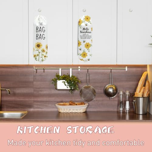 2PCS Sunflower Plastic Bag Holder for Kitchen Essentials, Sunflower Gifts - Image 5