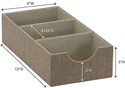 Household Essentials Brown 722-1 Deep 3 Section Drawer Organizer Box for Storage | 12 in x 6.13 in x 3.13 - Image 2