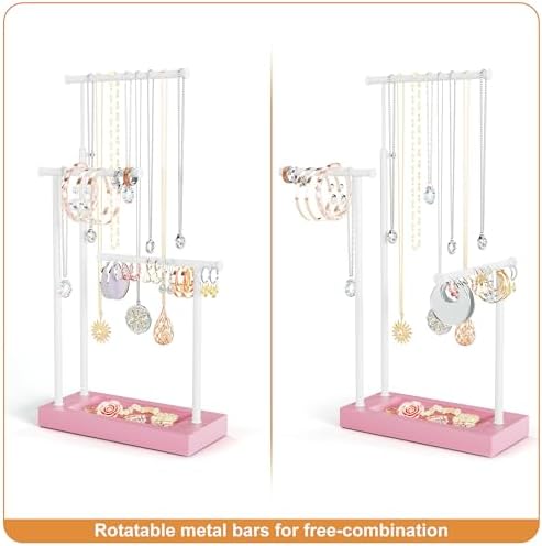 SRIWATANA Pink & White Extra Tall Necklace Holder, Jewelry Display Stand - Image 7