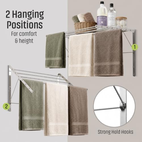 Smartsome Wall Mounted Clothes Drying Rack, 30" Wide - Image 4